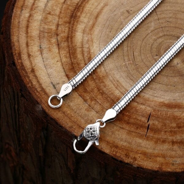Men's Sterling Silver Rimmed Flat Snake Chain 20"-28" - Image 2