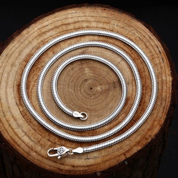 Men's Sterling Silver Rimmed Flat Snake Chain 20"-28" - Image 3