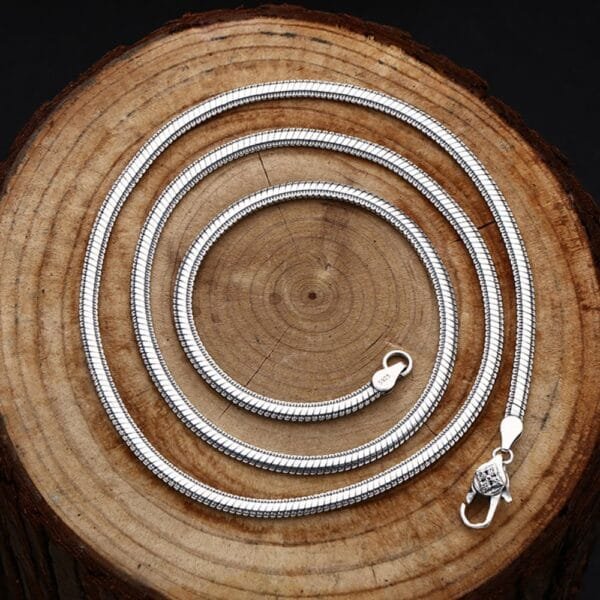 Men's Sterling Silver Rimmed Flat Snake Chain 20"-28" - Image 5