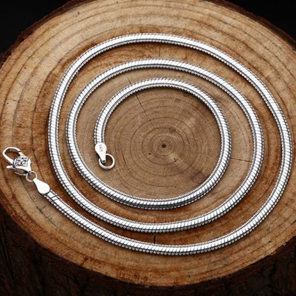 Men's Sterling Silver Rimmed Flat Snake Chain 20"-28" - Image 6