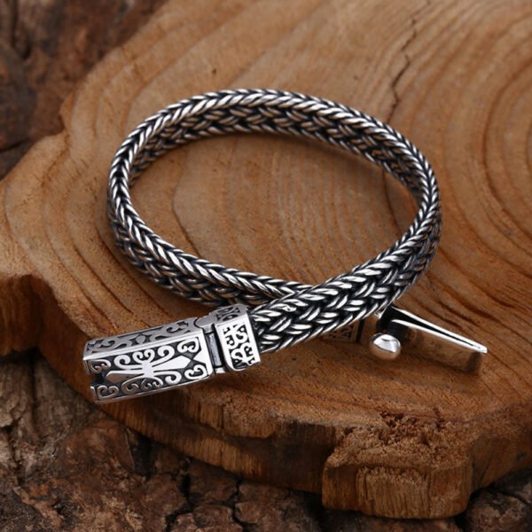 Men's Sterling Silver Fleur Braided Bracelet - Image 2