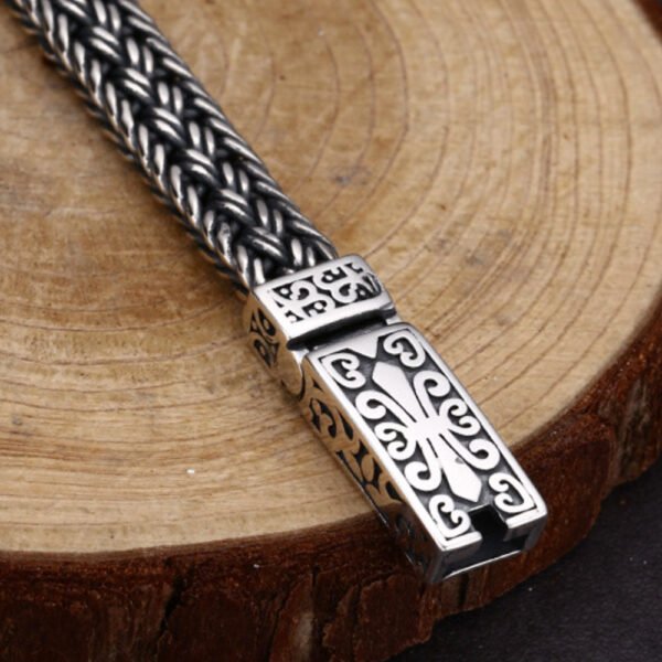 Men's Sterling Silver Fleur Braided Bracelet - Image 3