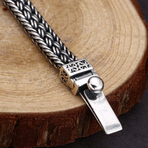 Men's Sterling Silver Fleur Braided Bracelet - Image 4
