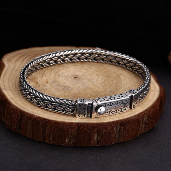 Men's Sterling Silver Fleur Braided Bracelet - Image 5