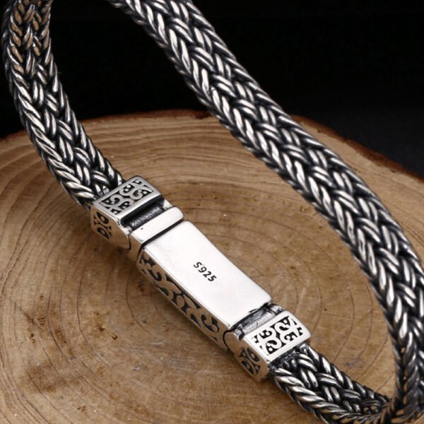 Men's Sterling Silver Fleur Braided Bracelet - Image 6