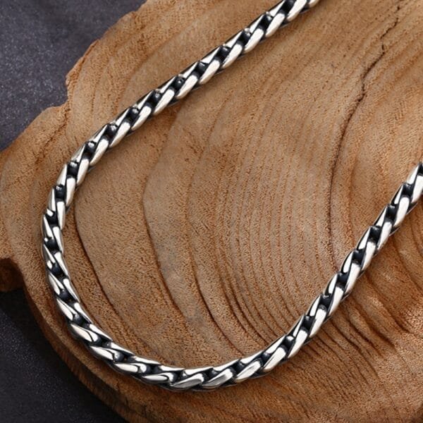 Men's Sterling Silver Square Cuban Link Chain 18"-24" - Image 3