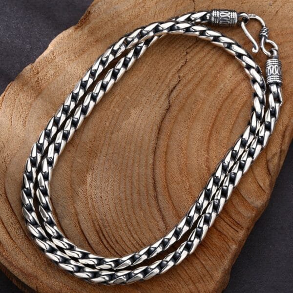 Men's Sterling Silver Square Cuban Link Chain 18"-24" - Image 4