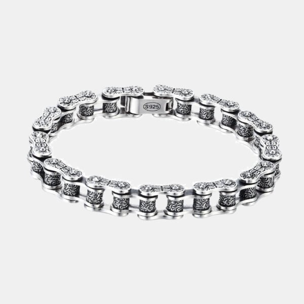 Men's Sterling Silver Ivy Bike Chain Bracelet - Image 7
