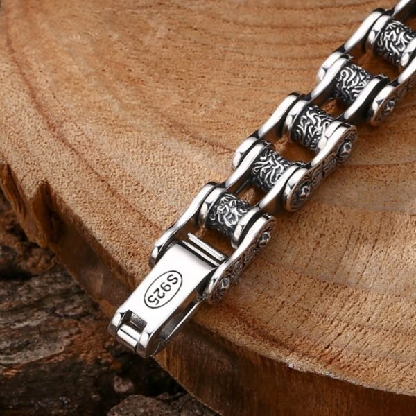 Men's Sterling Silver Ivy Bike Chain Bracelet - Image 2