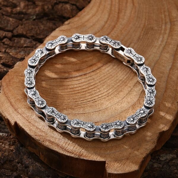 Men's Sterling Silver Ivy Bike Chain Bracelet - Image 3