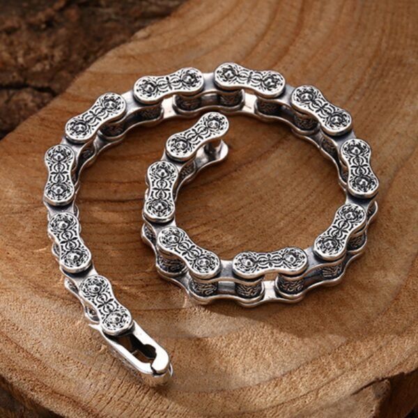 Men's Sterling Silver Ivy Bike Chain Bracelet - Image 4