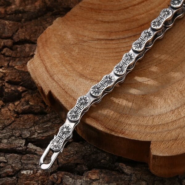 Men's Sterling Silver Ivy Bike Chain Bracelet - Image 5