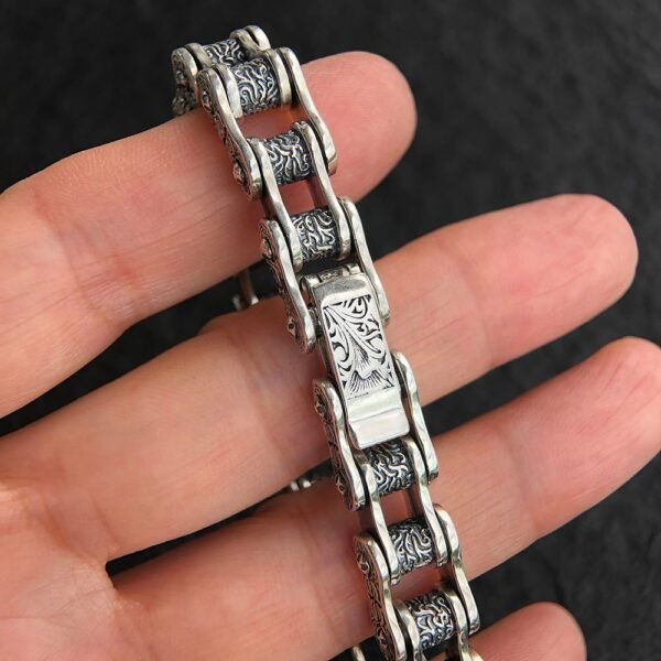 Men's Sterling Silver Ivy Bike Chain Bracelet - Image 6