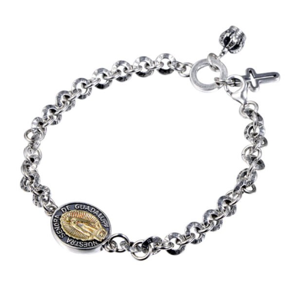 Sterling Silver Virgin Mary Tag Chain Bracelet - Image 5