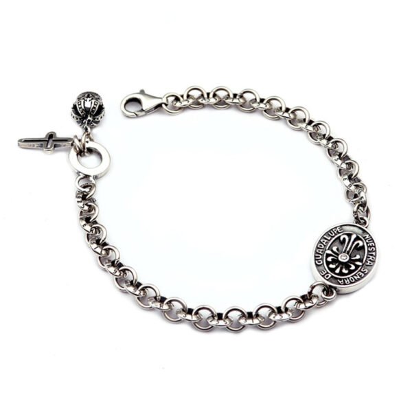 Sterling Silver Virgin Mary Tag Chain Bracelet - Image 6