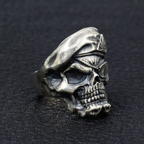 Men's Sterling Silver One-eyed Skull Ring - Image 2