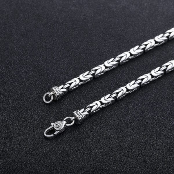 4.5 mm Men's Sterling Silver Pestle Clasp Byzantine Chain 20"-26" - Image 2