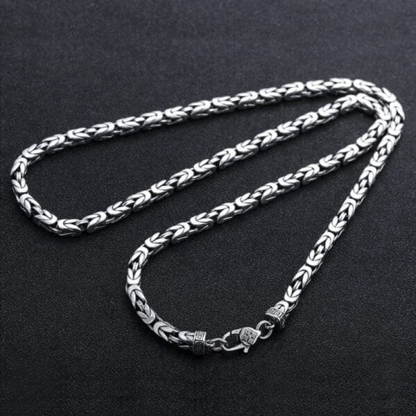 4.5 mm Men's Sterling Silver Pestle Clasp Byzantine Chain 20"-26" - Image 5
