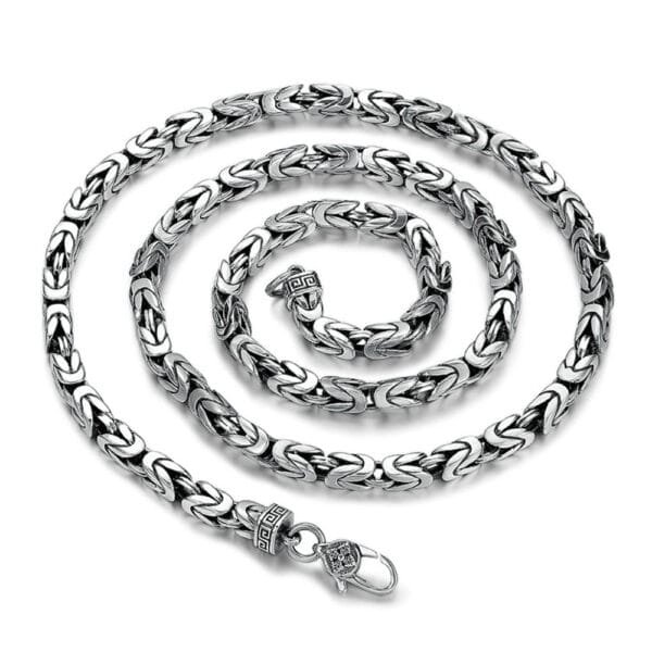 4.5 mm Men's Sterling Silver Pestle Clasp Byzantine Chain 20"-26" - Image 6