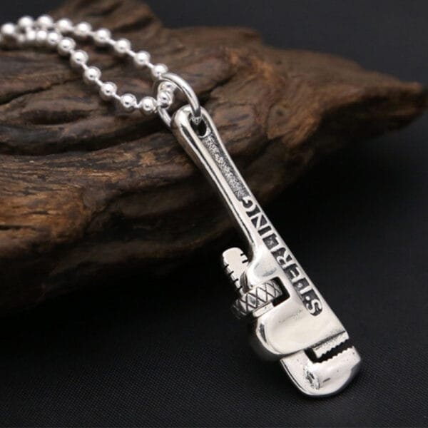 Men's Sterling Silver Pipe Wrench Necklace - Image 2