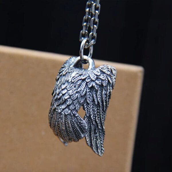 Men's Sterling Silver Raven Pendant Necklace - Image 5