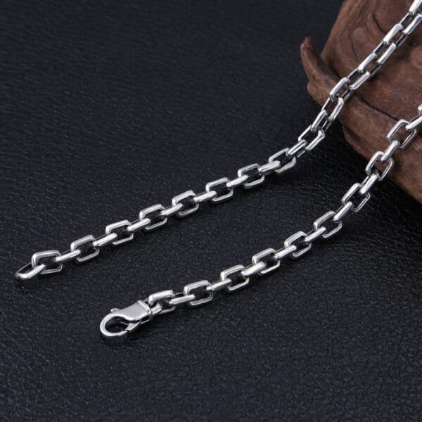 7 mm Men's Sterling Silver Rectangle Link Chain 20??-30??