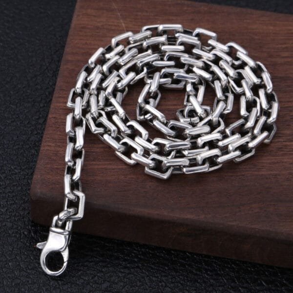 7 mm Men's Sterling Silver Rectangle Link Chain 20??-30?? - Image 2