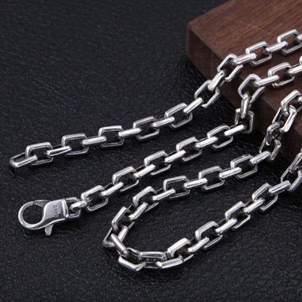 7 mm Men's Sterling Silver Rectangle Link Chain 20??-30?? - Image 3
