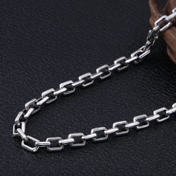 7 mm Men's Sterling Silver Rectangle Link Chain 20??-30?? - Image 4