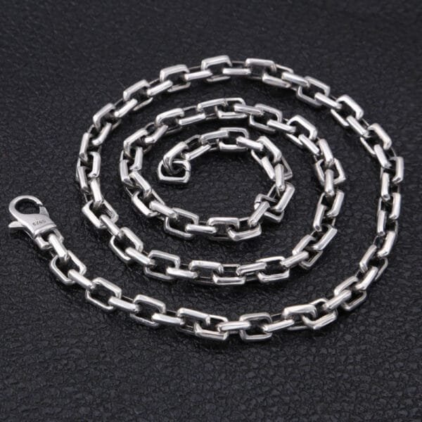 7 mm Men's Sterling Silver Rectangle Link Chain 20??-30?? - Image 5