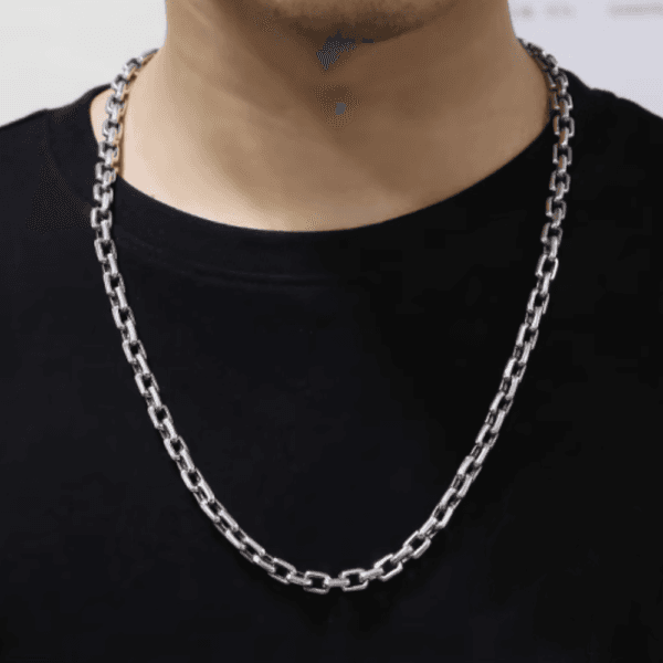 7 mm Men's Sterling Silver Rectangle Link Chain 20??-30?? - Image 6