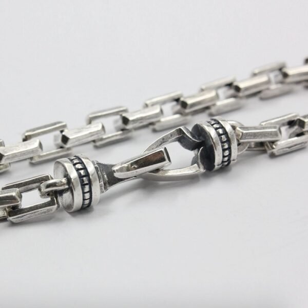 Men's Sterling Silver Rectangle Link Chain Bracelet - Image 2