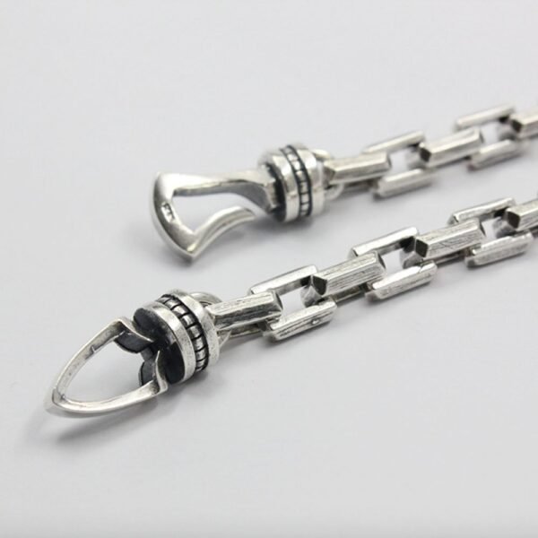 Men's Sterling Silver Rectangle Link Chain Bracelet - Image 4