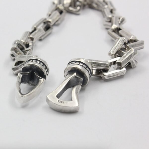 Men's Sterling Silver Rectangle Link Chain Bracelet - Image 5