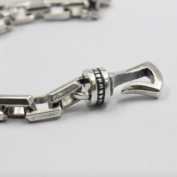 Men's Sterling Silver Rectangle Link Chain Bracelet - Image 6