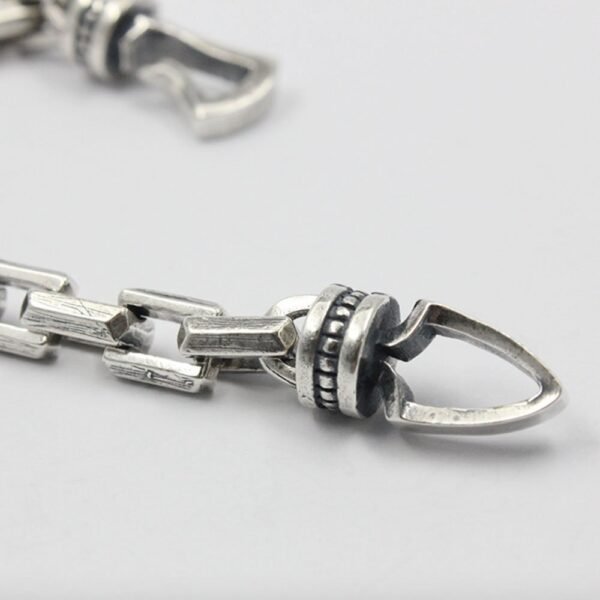 Men's Sterling Silver Rectangle Link Chain Bracelet - Image 7