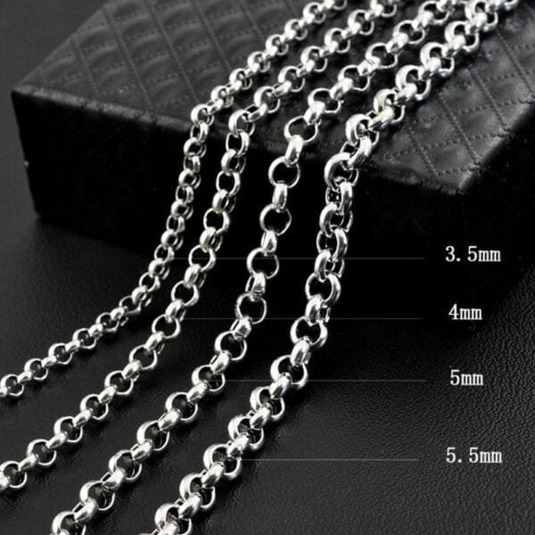 3.5-5.5 mm Men's Sterling Silver Rolo Chain 18"-30" - Image 2