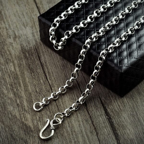 3.5-5.5 mm Men's Sterling Silver Rolo Chain 18"-30" - Image 3