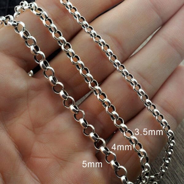 3.5-5.5 mm Men's Sterling Silver Rolo Chain 18"-30" - Image 5