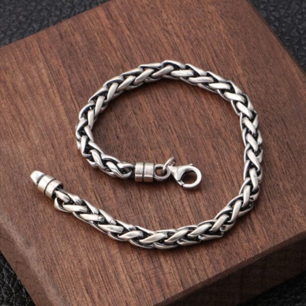 Men's Sterling Silver Braided Rope Chain Bracelet - Image 2