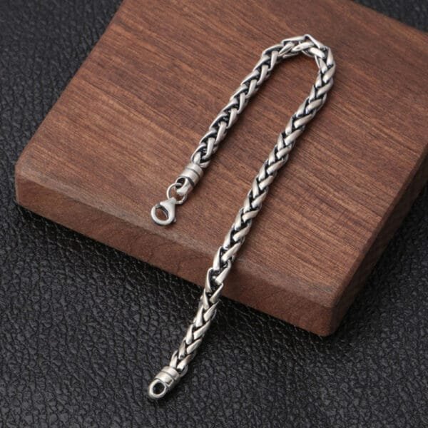 Men's Sterling Silver Braided Rope Chain Bracelet - Image 3