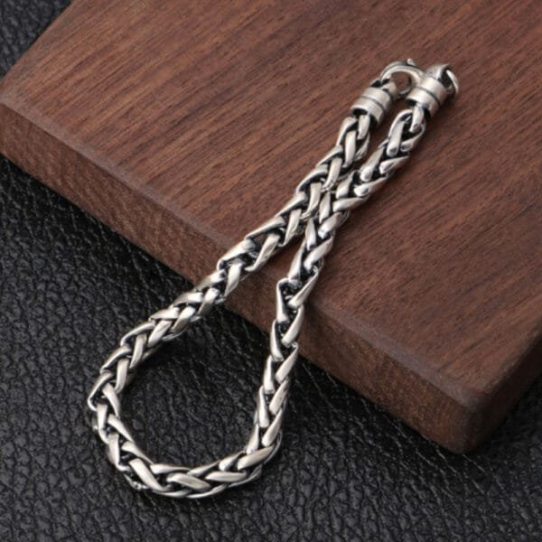 Men's Sterling Silver Braided Rope Chain Bracelet - Image 5