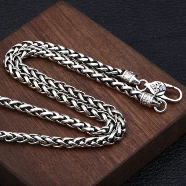 5 mm Men's Sterling Silver Six True Words Mantra Braided Chain 20"-30" - Image 4