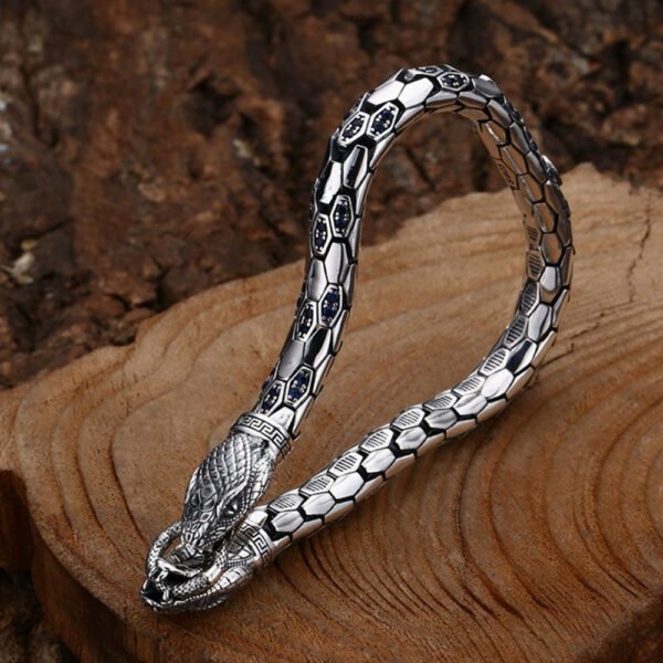 Men's Sterling Silver Snakes Chain Bracelet - Image 2