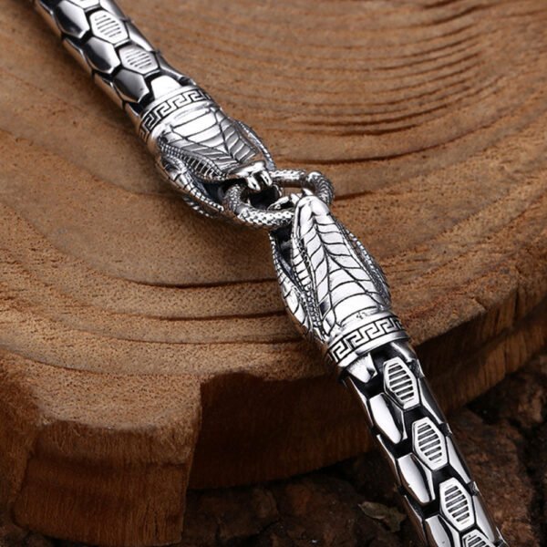Men's Sterling Silver Snakes Chain Bracelet - Image 4