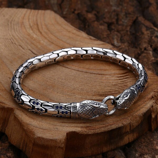 Men's Sterling Silver Snakes Chain Bracelet - Image 7