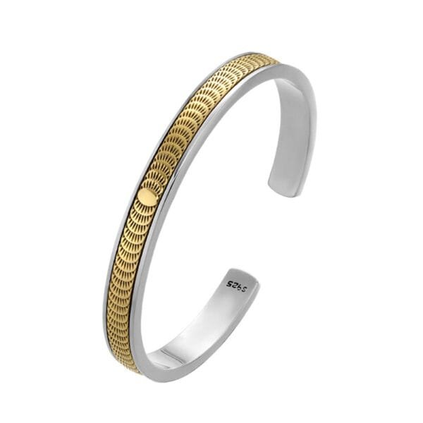 Men's Sterling Silver Solar Eclipse Cuff Bracelet - Image 5