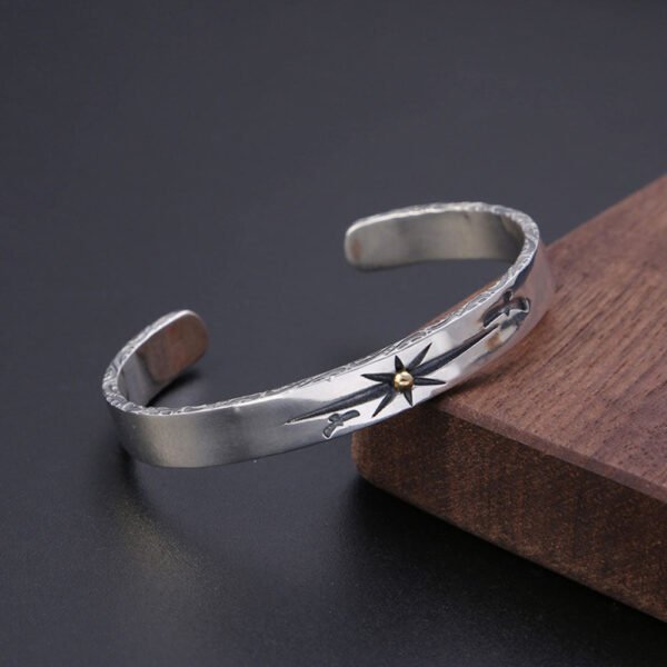 Men's Sterling Silver Sun Rays Cuff Bracelet - Image 2