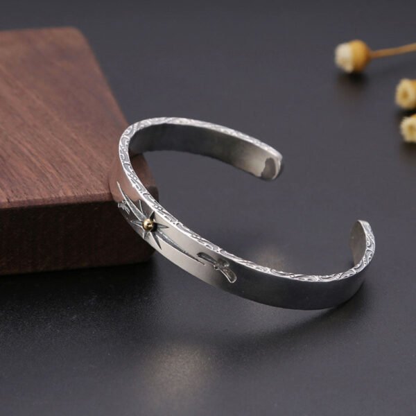 Men's Sterling Silver Sun Rays Cuff Bracelet - Image 3