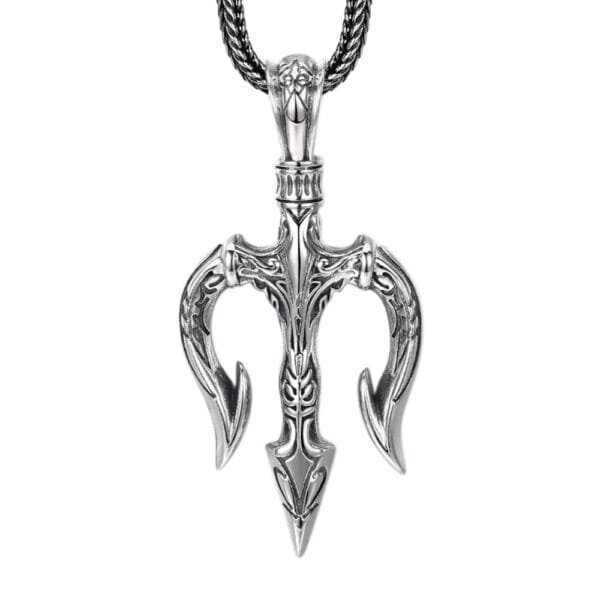 Men's Sterling Silver Trident Pendant Necklace - Image 5